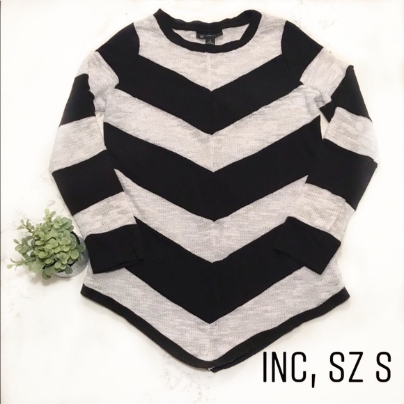 INC International Concepts Sweaters - INC black and white striped sweater, size small